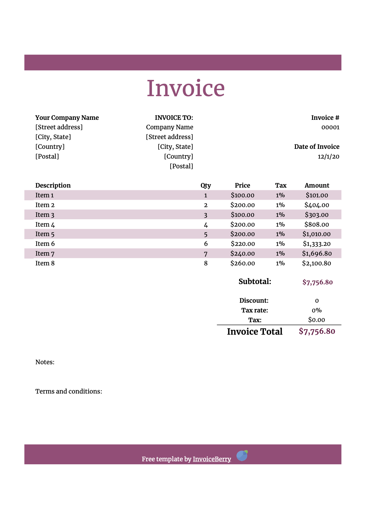 invoice template for mac